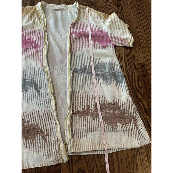 Soft Surroundings Gold Trim Boho Open Front Kimono Duster 100% Cotton One Size - Picture 9 of 9